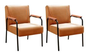 Conjunto Kit 2 Poltronas Jade Cadeira Decorativa Moderna Braço Metal