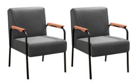Conjunto Kit 2 Poltronas Jade Cadeira Decorativa Moderna Braço Metal - Bella Decor