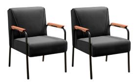 Conjunto Kit 2 Poltronas Jade Cadeira Decorativa Moderna Braço Metal