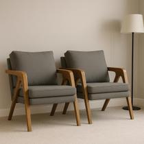 Conjunto Kit 2 Poltronas Mona Estofado Em Linho Decorativa Moderno Pés De Madeira Maciça Sala Estar Quarto Recepção Conjunto Kit 2 Poltronas Mona Estofado Em Linho Decorativa Moderno Pés De Madeira Maciça Sala Estar Quarto Recepção