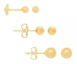 Conjunto Kit 3 Brincos Rommanel Bolinha 520797 520246 520350