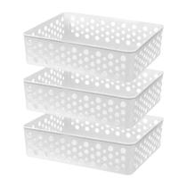 Conjunto Kit 3 Cestos Moderno Organizador Decorativo Médio Closet Otimização De Espaço Empilhável