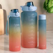 Conjunto Kit 3 Garrafas Squeeze Tie Dye Policarbonato LYOR