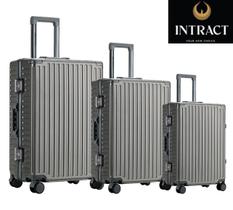 Conjunto KIT 3 Malas de Viagem em Policarbonato INTRACT Inviolável P M G Cadeado TSA Giratória 360º Rodas Duplas Âmbar Chumbo 216