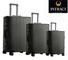 Conjunto KIT 3 Malas de Viagem em Policarbonato INTRACT Inviolável P M G Cadeado TSA Giratória 360º Rodas Duplas Âmbar Preta