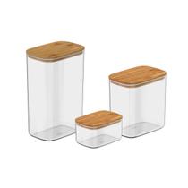 Conjunto Kit 3 Potes Hermético Keep Mantimento Retangular Ou