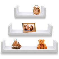 Conjunto Kit 3 Prateleiras Nicho Decorativos Mdf 60x15x10 Branco