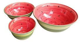 Conjunto Kit 3 Tigela Cumbuca Bowl Bacia Melancia Redonda