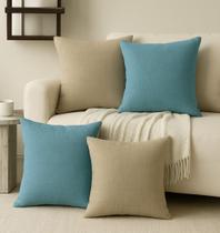 Conjunto Kit 4 Almofadas Cheia Macias em Linho Premium Luxo Sofa Decorativa 45x45 Cinza