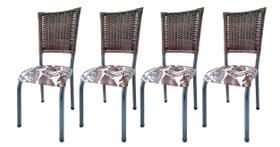 Conjunto Kit 4 Cadeiras Craquelado Em Junco Conjunto Kit 4 Cadeiras Craquelado Em Junco