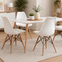 Conjunto Kit 4 Cadeiras Eiffel Branca Polipropileno Pés Madeira Faia Design Moderno Sala Jantar Conjunto Kit 4 Cadeiras Eiffel Branca Polipropileno Pés Madeira Faia Design Moderno Sala Jantar