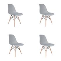Conjunto Kit 4 Cadeiras Eiffel Cinza Base Madeira Faia Design Moderno Eames Estilo Conjunto Kit 4 Cadeiras Eiffel Cinza Base Madeira Faia Design Moderno Eames Estilo