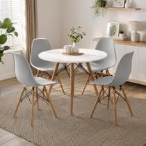 Conjunto Kit 4 Cadeiras Eiffel Cinza Base Madeira Faia Design Moderno Eames Estilo Conjunto Kit 4 Cadeiras Eiffel Cinza Base Madeira Faia Design Moderno Eames Estilo