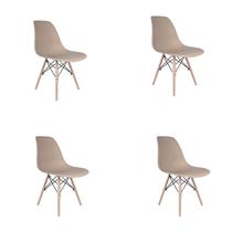 Conjunto Kit 4 Cadeiras Eiffel Inova Nude Pés Madeira Faia Design Moderno Eames Conjunto Kit 4 Cadeiras Eiffel Inova Nude Pés Madeira Faia Design Moderno Eames