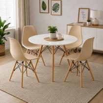 Conjunto Kit 4 Cadeiras Eiffel Inova Nude Pés Madeira Faia Design Moderno Eames Conjunto Kit 4 Cadeiras Eiffel Inova Nude Pés Madeira Faia Design Moderno Eames