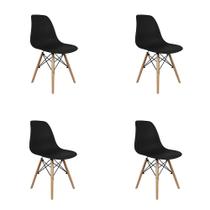 Conjunto Kit 4 Cadeiras Eiffel Preta Polipropileno Base Aramada Madeira Faia Design Moderno Conjunto Kit 4 Cadeiras Eiffel Preta Polipropileno Base Aramada Madeira Faia Design Moderno