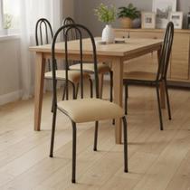 Conjunto Kit 4 Cadeiras Metal Cozinha Almofadada Sala Jantar