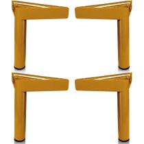 Conjunto Kit 4 Pés 18cm Em Aço Para Móveis Sofá Armário Gabinete Para Parafusar Dourado