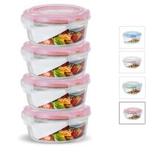 Conjunto Kit 4 Potes Vidro Hermético Marmita Fitness 950ml