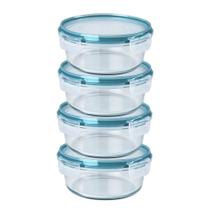 Conjunto Kit 4 Potes Vidro Hermético Redondo Marmita Fitness 950ml