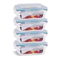 Conjunto Kit 4 Potes Vidros Herméticos Marmita Fitness 370ml
