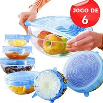 Conjunto Kit 6 Peças Tampas De Silicone Universal Flexível Tampa BPA free reutilizável ajustável panela pote cozinha