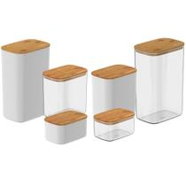 Conjunto Kit 6 Potes Hermético Keep Mantimento Retangular Ou