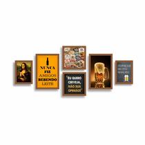 Conjunto Kit 6 Quadros Decorativos Area Gourmet Cerveja