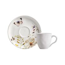 Conjunto Kit 6 Xícaras de Café 120ml Com Pires Stoneware Cerâmica Bio Encanto Porto Brasil