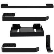 Conjunto Kit Acessórios Banheiro Preto Fosco 5 Peças Plus Conjunto Kit Acessórios Banheiro Preto Fosco 5 Peças Plus