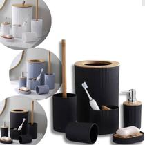 Conjunto Kit Banheiro Acessórios Lixeira mais 5 Peças