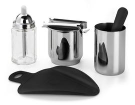 Conjunto Kit Bar Drinks Caipirinha 6 Peças Balde Gelo Pinça Copo Inox Tabua De Corte Festa