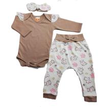 Conjunto/kit Bebê Menina Body Tiara Calça