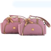 Conjunto Kit Bolsas Maternidade Bebe Menina Menino Enxoval Miellu - Linha Pópeti - Bolsa M, Bolsa P e Trocador - 4 peças