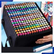 Conjunto kit Canetas Marcador Permanente Ponta Dupla 80 Cores Tiktok Desenho Profissional Escolar
