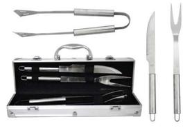 Conjunto Kit Churrasco 3 Peças Inox Maleta Alumínio - Camp