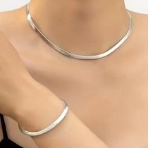 Conjunto KIT Colar Choker Laminado e Pulseira Aço Inox Dourado OU Prata Lindos !!!