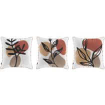 Conjunto Kit com 03 almofadas Manufadas em tecido veludo com viés 52x52 cm Paola estampadas/Laranja Conjunto Kit com 03 almofadas Manufadas em tecido veludo com viés 52x52 cm Paola estampadas/Laranja