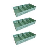 Conjunto Kit Com 3 Cestos Multiuso Organizador 3 Divisórias Design Vazado Moderno Conjunto Kit Com 3 Cestos Multiuso Organizador 3 Divisórias Design Vazado Moderno