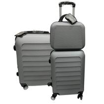 Conjunto Kit com 3 Malas de Viagem Jogo de Bordo em Plástico 23kg, 10kg e Frasqueira 14" Conjunto Kit com 3 Malas de Viagem Jogo de Bordo em Plástico 23kg, 10kg e Frasqueira 14"