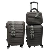 Conjunto Kit com 3 Malas de Viagem Jogo de Bordo em Plástico 23kg, 10kg e Frasqueira 14"