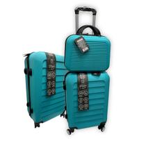 Conjunto Kit com 3 Malas de Viagem Jogo de Bordo em Plástico 23kg, 10kg e Frasqueira 14"