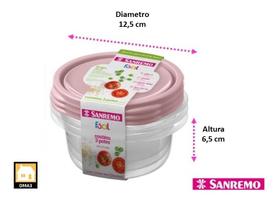 Conjunto Kit Com 3 Potes Redondos Herméticos De Plastico 620ml Verde ou Rosa Sanremo