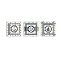 Conjunto Kit Com 3 Quadros Náuticos Decorativos Linha Náutica Marinheiro Mar 3
