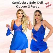 Conjunto Kit com Camisola e Baby Doll Pijama Feminino Sensual Conjunto Kit com Camisola e Baby Doll Pijama Feminino Sensual