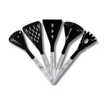 Conjunto Kit Cozinha 5 Peças Branco Mescla E Preto Em Nylon