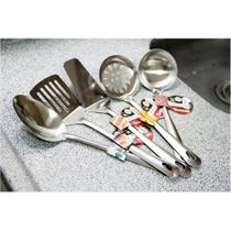 Conjunto Kit Cozinha Utensílios Inox 5 Peças Premium 26cm