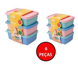 Conjunto Kit de 6 Potes 250 ml Herméticos Com Tampa Para Crianças Dup Mini Recipientes de Armazenamento de Alimentos Molhos Comida de Bebê