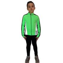 Conjunto Kit de Camiseta manga longa e calça com bolso Infantil para Ciclismo Ciclista Bike Mtb Pedalar Criança