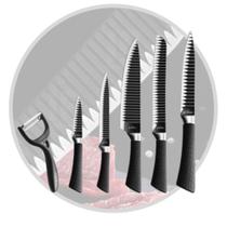 Conjunto kit de facas 6 peças para uso profissional facas shark preta cozinheiro cozinheira master chef alta qualidade.